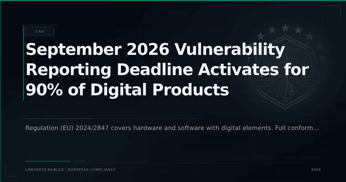 September 2026 Vulnerability Reporting Deadline Activates for 90% of Digital Products