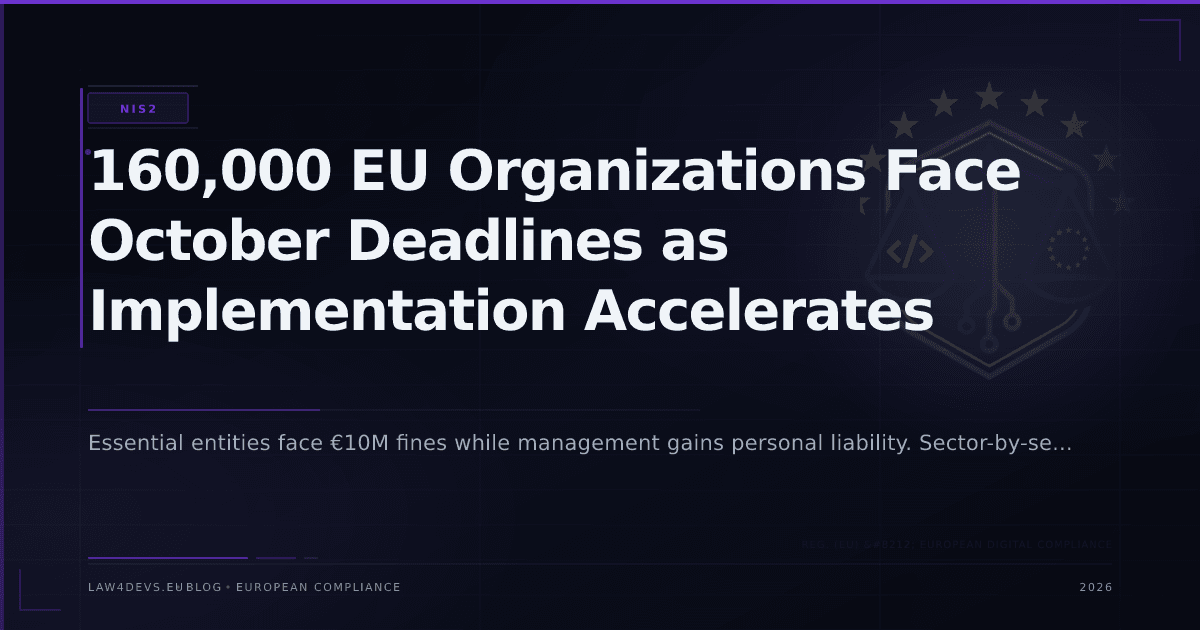 160,000 EU Organizations Face October Deadlines as Implementation Accelerates