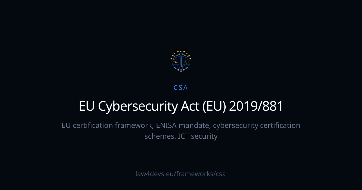 CSA API — EU Cybersecurity Act (EU) 2019/881